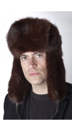 Colbacco stile russo uomo in martora-zibellino marrone scuro canadese